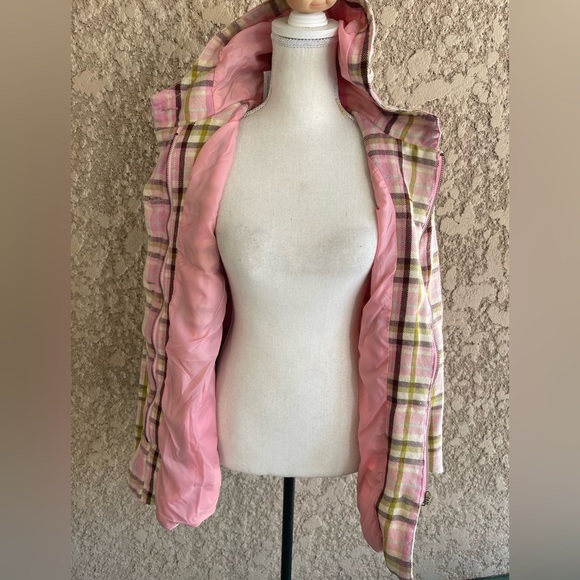 Y2K Paul Frank Pink Plaid Hooded Wool Peacoat, Size Small - Picture 10 of 13